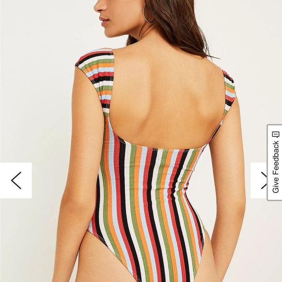 Out From Under Wanda by Urban Outfitters Tie-Front Striped Bodysuit - Picture 8 of 9